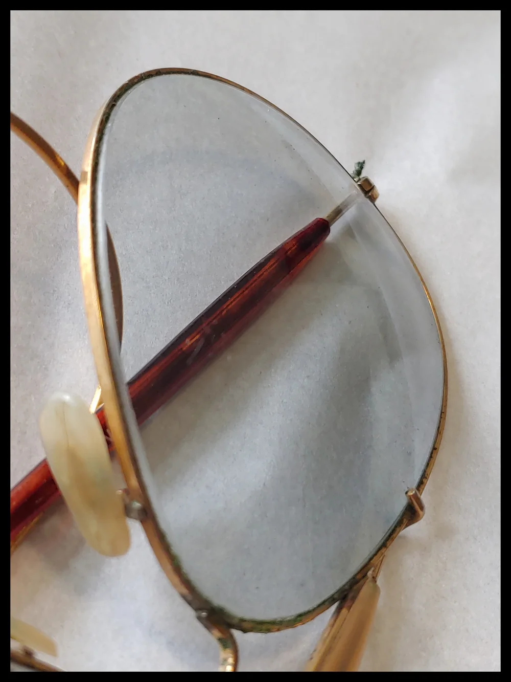 Vintage Ray-Ban Aviator Sunglasses B&L USA Gold Frame Mismatched Arms + Case
